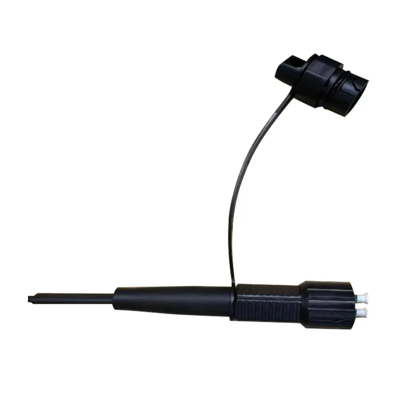 डुप्लेक्स LC / APC वाटरप्रूफ ड्रप केबल ऑपिकल फाइबर pigtail (MW DLC कनेक्टर)